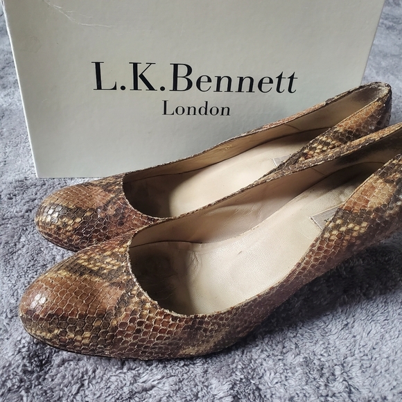 LK Bennett Shoes - LK Bennett Brown Heels with Snakeskin Texture